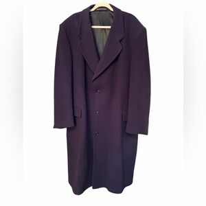 Hyde Park for Moores Navy Lightweight Overcoat-Wool/Cashmere Blend-Size 46 Tall